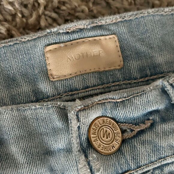 MOTHER Ankle Tripper Fray Button Fly Island Time Lightest Blue Size 25 Preloved - Picture 5 of 11